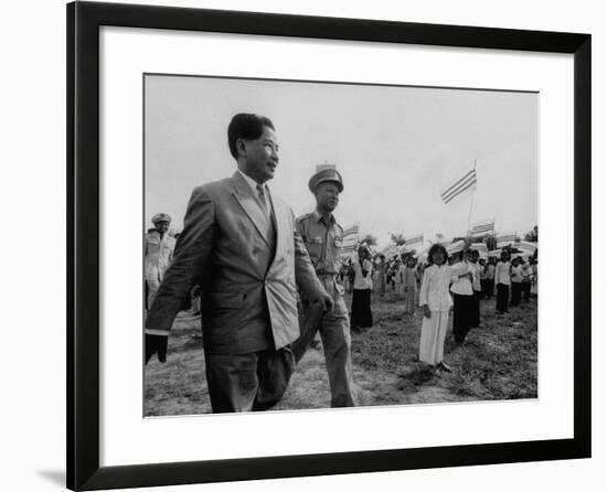 Ngo Dinh Diem, Visiting Refugee Settlements-John Dominis-Framed Premium Photographic Print