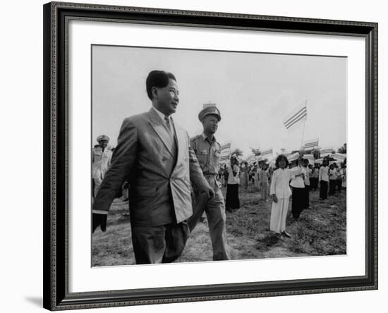 Ngo Dinh Diem, Visiting Refugee Settlements-John Dominis-Framed Premium Photographic Print