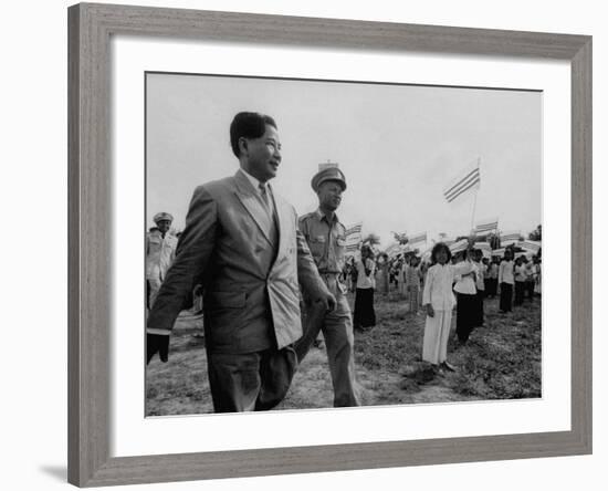 Ngo Dinh Diem, Visiting Refugee Settlements-John Dominis-Framed Premium Photographic Print