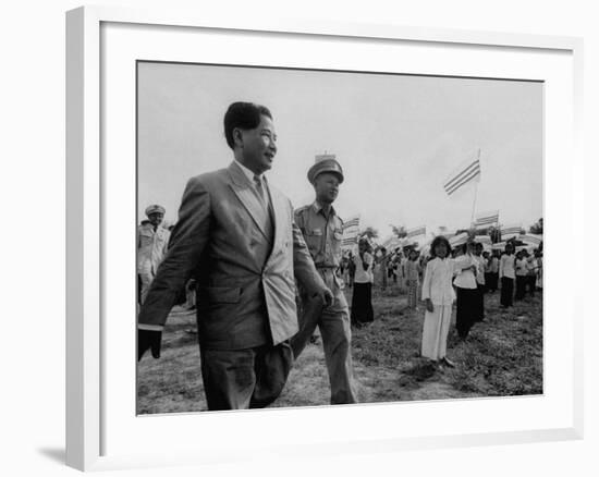 Ngo Dinh Diem, Visiting Refugee Settlements-John Dominis-Framed Premium Photographic Print