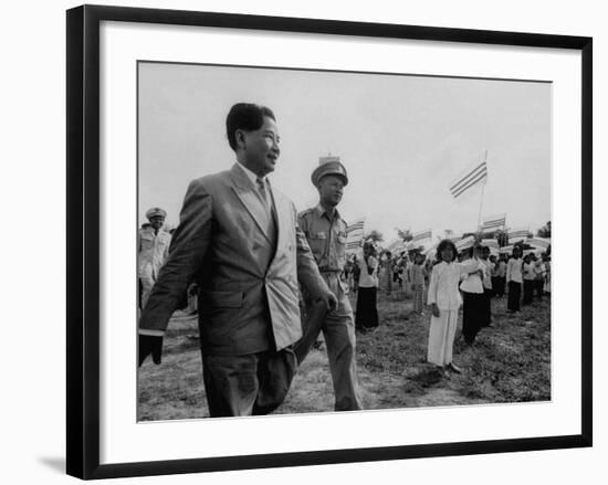 Ngo Dinh Diem, Visiting Refugee Settlements-John Dominis-Framed Premium Photographic Print