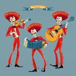 Dia De Muertos. Mariachi Band of Skeletons. Mexican Tradition.-NGvozdeva-Premium Giclee Print