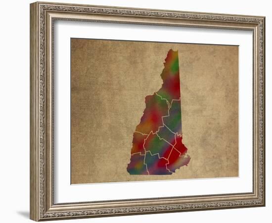 NH Colorful Counties-Red Atlas Designs-Framed Giclee Print