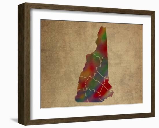 NH Colorful Counties-Red Atlas Designs-Framed Giclee Print