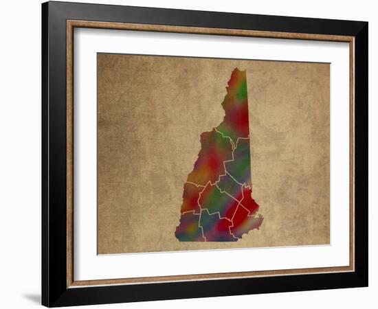 NH Colorful Counties-Red Atlas Designs-Framed Giclee Print