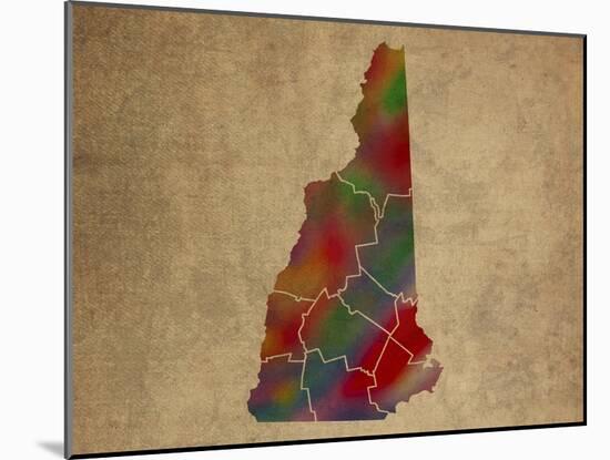 NH Colorful Counties-Red Atlas Designs-Mounted Giclee Print