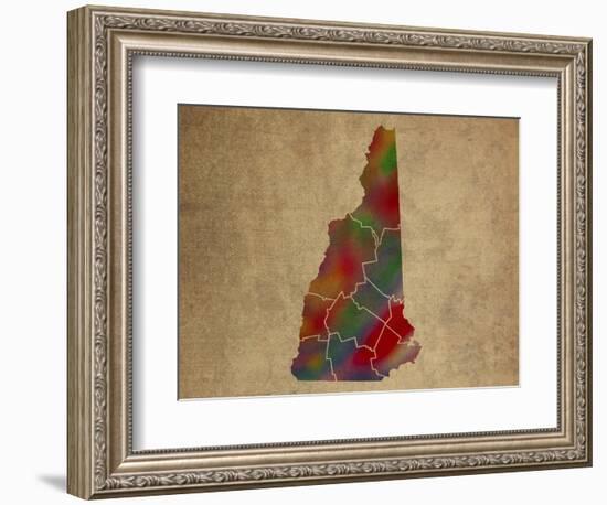 NH Colorful Counties-Red Atlas Designs-Framed Giclee Print