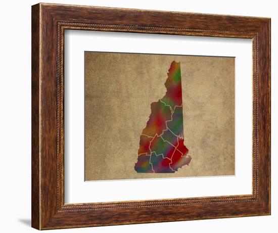 NH Colorful Counties-Red Atlas Designs-Framed Giclee Print