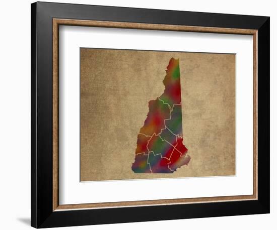 NH Colorful Counties-Red Atlas Designs-Framed Giclee Print