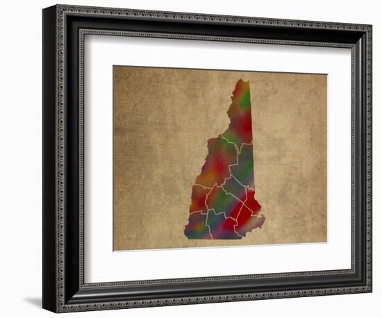 NH Colorful Counties-Red Atlas Designs-Framed Giclee Print