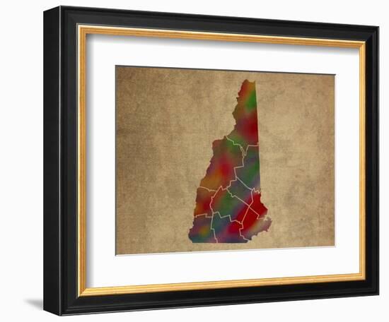 NH Colorful Counties-Red Atlas Designs-Framed Giclee Print