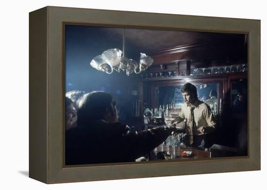 Nhl Boston Bruin Player Derek Sanderson Bartending at His Favorite Boston Bar, 1971-Art Rickerby-Framed Premier Image Canvas