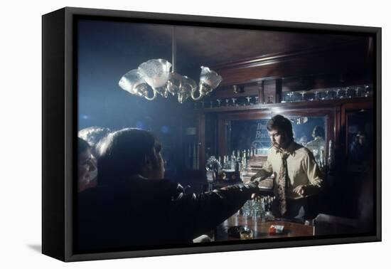 Nhl Boston Bruin Player Derek Sanderson Bartending at His Favorite Boston Bar, 1971-Art Rickerby-Framed Premier Image Canvas