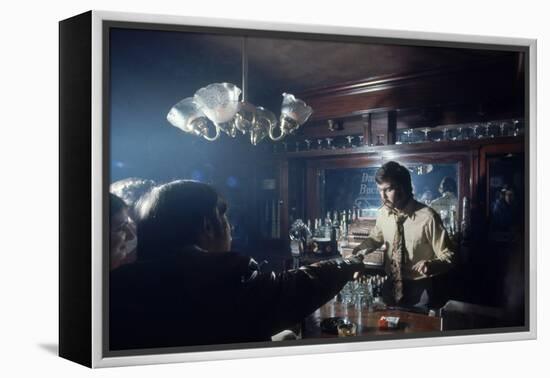 Nhl Boston Bruin Player Derek Sanderson Bartending at His Favorite Boston Bar, 1971-Art Rickerby-Framed Premier Image Canvas