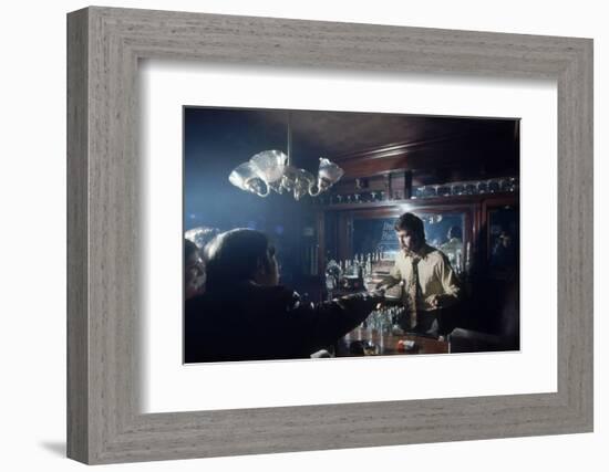 Nhl Boston Bruin Player Derek Sanderson Bartending at His Favorite Boston Bar, 1971-Art Rickerby-Framed Photographic Print