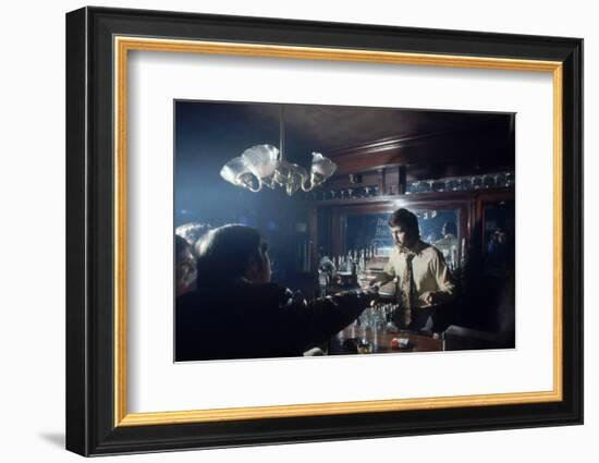 Nhl Boston Bruin Player Derek Sanderson Bartending at His Favorite Boston Bar, 1971-Art Rickerby-Framed Photographic Print