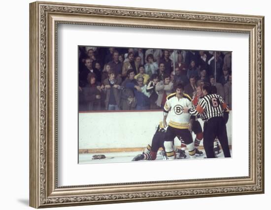 Nhl Boston Bruin Player Derek Sanderson in a Brawl Against Chicago Black Hawks-Art Rickerby-Framed Photographic Print