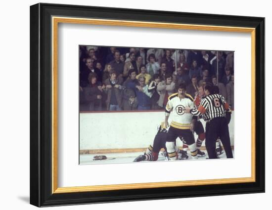 Nhl Boston Bruin Player Derek Sanderson in a Brawl Against Chicago Black Hawks-Art Rickerby-Framed Photographic Print