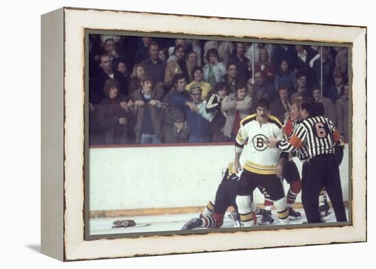 Nhl Boston Bruin Player Derek Sanderson in a Brawl Against Chicago Black Hawks-Art Rickerby-Framed Premier Image Canvas