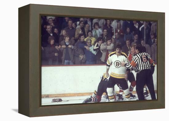 Nhl Boston Bruin Player Derek Sanderson in a Brawl Against Chicago Black Hawks-Art Rickerby-Framed Premier Image Canvas