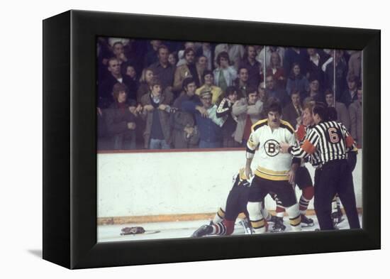 Nhl Boston Bruin Player Derek Sanderson in a Brawl Against Chicago Black Hawks-Art Rickerby-Framed Premier Image Canvas