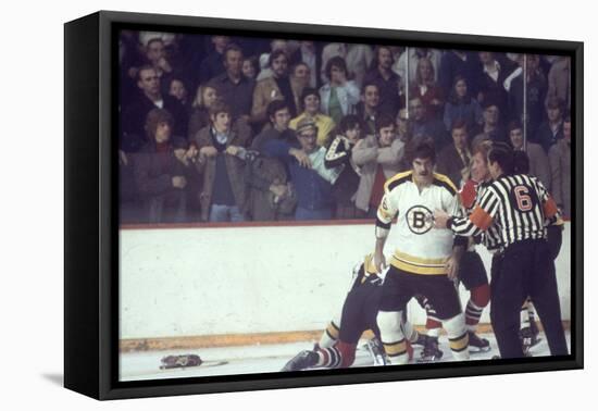 Nhl Boston Bruin Player Derek Sanderson in a Brawl Against Chicago Black Hawks-Art Rickerby-Framed Premier Image Canvas