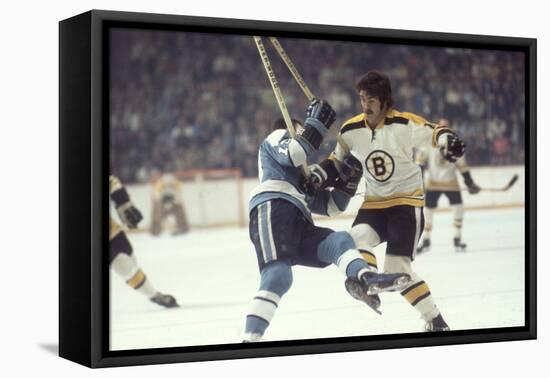 Nhl Boston Bruin Player Derek Sanderson Tripping Pittsburgh Penguin Player During Game-Art Rickerby-Framed Premier Image Canvas