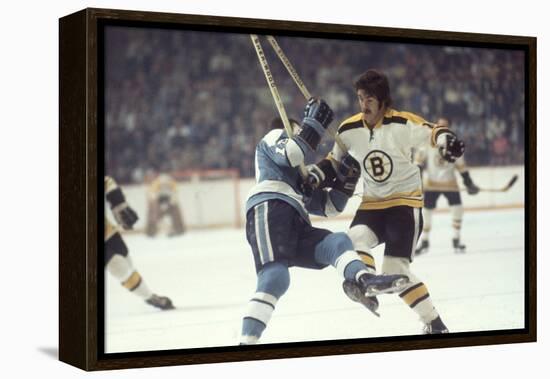 Nhl Boston Bruin Player Derek Sanderson Tripping Pittsburgh Penguin Player During Game-Art Rickerby-Framed Premier Image Canvas