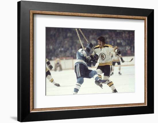 Nhl Boston Bruin Player Derek Sanderson Tripping Pittsburgh Penguin Player During Game-Art Rickerby-Framed Photographic Print