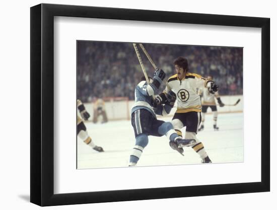 Nhl Boston Bruin Player Derek Sanderson Tripping Pittsburgh Penguin Player During Game-Art Rickerby-Framed Photographic Print