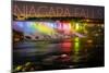 Niagara Falls - American Falls and Rainbow Lights-Lantern Press-Mounted Art Print