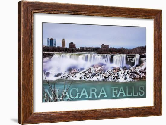 Niagara Falls - American Falls in Winter-Lantern Press-Framed Art Print