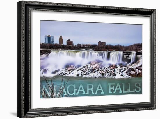 Niagara Falls - American Falls in Winter-Lantern Press-Framed Art Print