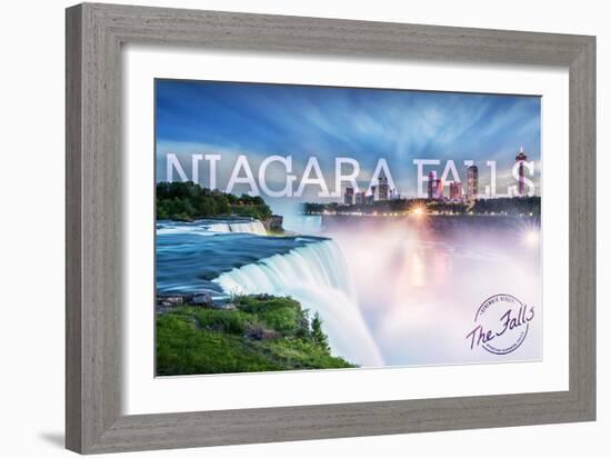 Niagara Falls - Falls and Skyline-Lantern Press-Framed Art Print