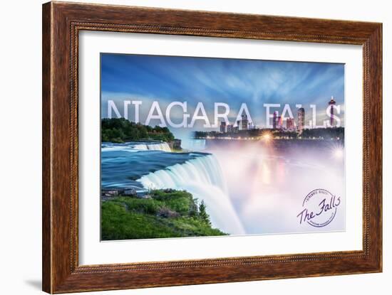 Niagara Falls - Falls and Skyline-Lantern Press-Framed Art Print