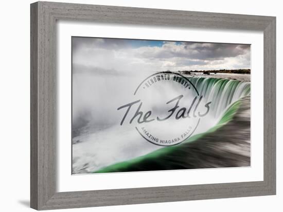 Niagara Falls - Horseshoe Falls Close Up with Mist - Badge-Lantern Press-Framed Art Print