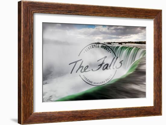 Niagara Falls - Horseshoe Falls Close Up with Mist - Badge-Lantern Press-Framed Art Print