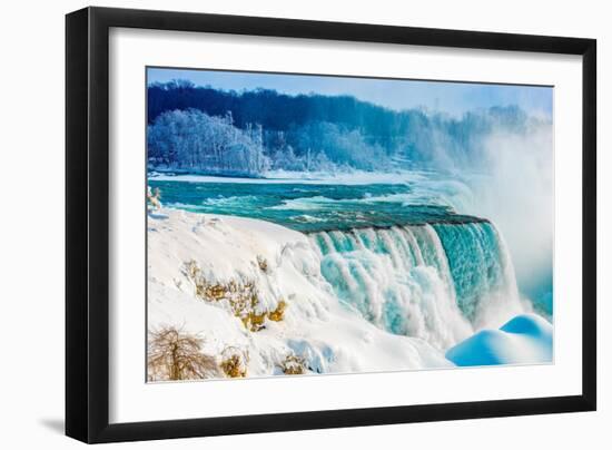 Niagara Falls in Winter, Niagara Falls State Park, New York, American Falls and Bridalveil Falls-Tom Till-Framed Photographic Print
