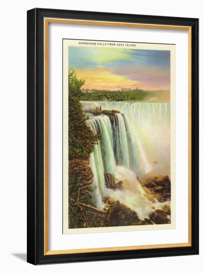 Niagara Falls, New York - View of Horseshoe Falls from Goat Island-Lantern Press-Framed Art Print