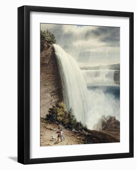 Niagara Falls, Part of the American Fall from the Foot of the Staircase, circa 1829-William James Bennett-Framed Giclee Print