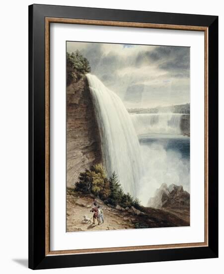 Niagara Falls, Part of the American Fall from the Foot of the Staircase, circa 1829-William James Bennett-Framed Giclee Print