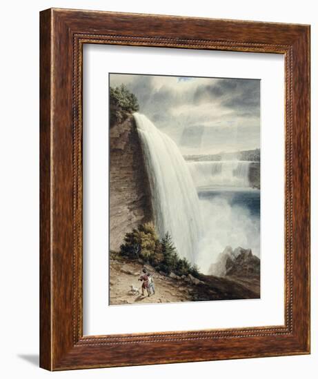 Niagara Falls, Part of the American Fall from the Foot of the Staircase, circa 1829-William James Bennett-Framed Giclee Print