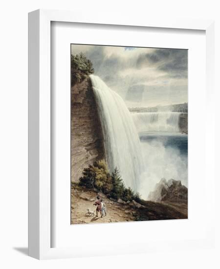 Niagara Falls, Part of the American Fall from the Foot of the Staircase, circa 1829-William James Bennett-Framed Giclee Print