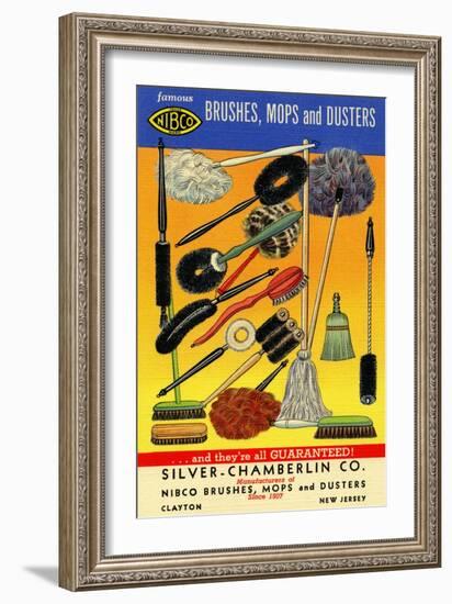Nibco Brushes, Mops, And Dusters-Curt Teich & Company-Framed Art Print