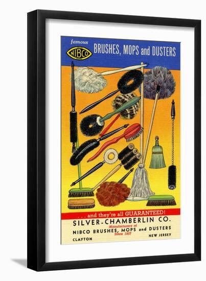 Nibco Brushes, Mops, And Dusters-Curt Teich & Company-Framed Art Print