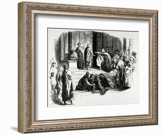 Nibelungenlied. Kriemhild Requiring the Proof of the Coffin.. Germany-Adolf Closs-Framed Giclee Print