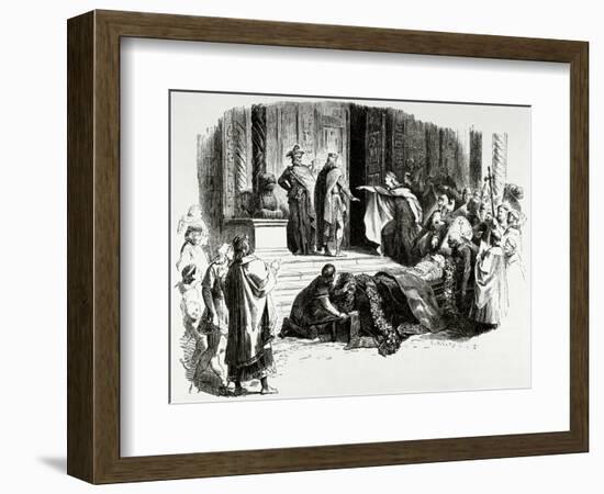 Nibelungenlied. Kriemhild Requiring the Proof of the Coffin.. Germany-Adolf Closs-Framed Giclee Print