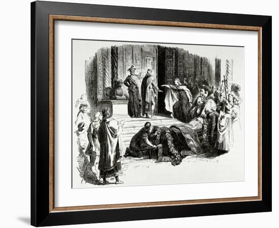 Nibelungenlied. Kriemhild Requiring the Proof of the Coffin.. Germany-Adolf Closs-Framed Giclee Print