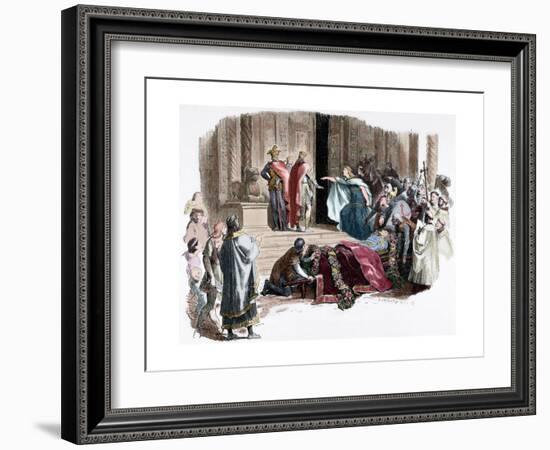 Nibelungenlied. Kriemhild Requiring the Proof of the Coffin-Adolf Closs-Framed Giclee Print
