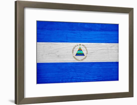 Nicaragua Flag Design with Wood Patterning - Flags of the World Series-Philippe Hugonnard-Framed Art Print